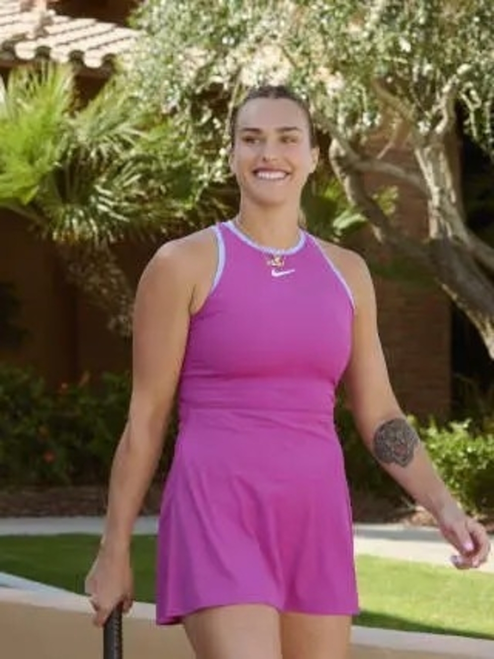 Nike Pink Athletic Tennis Dress with White Trim